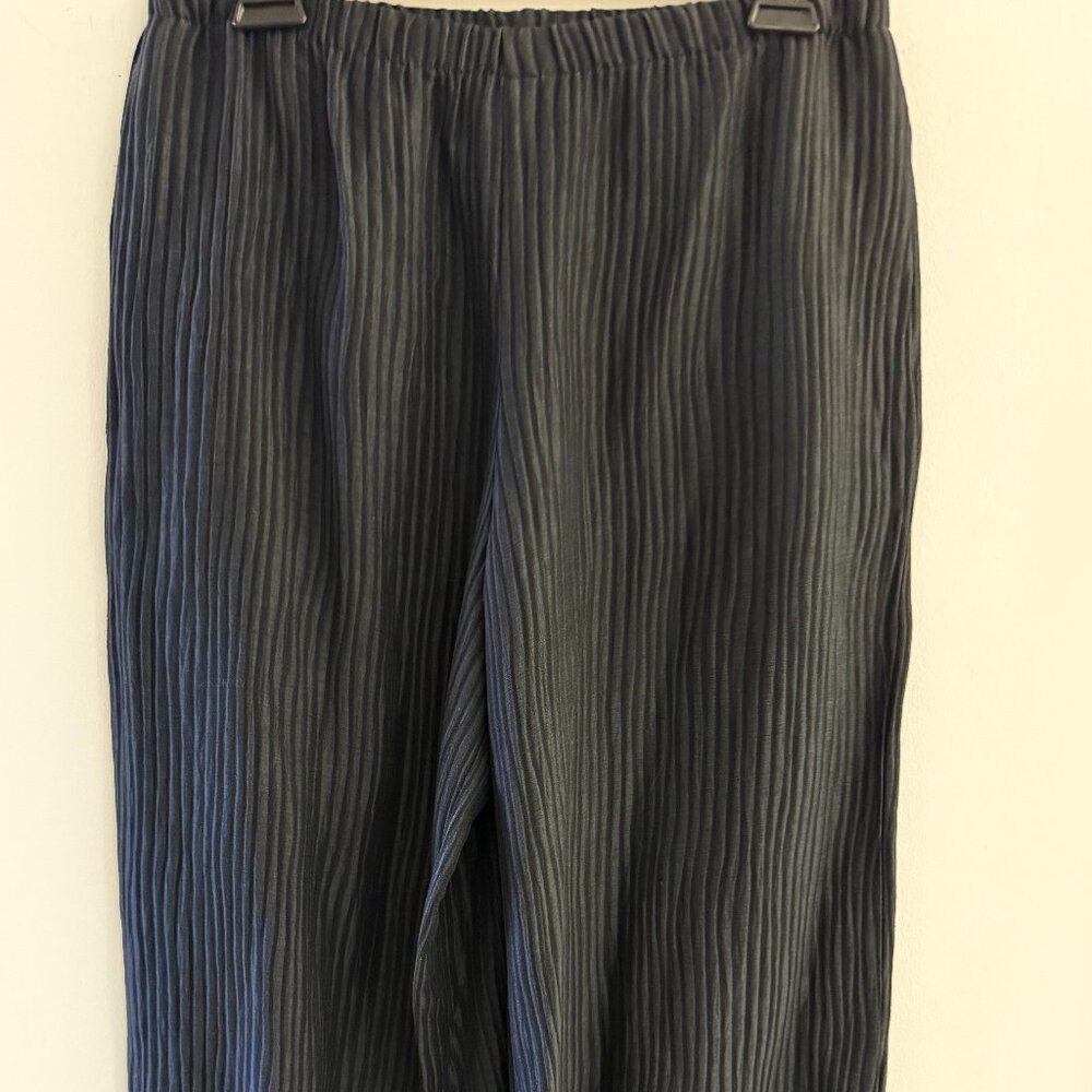 Planet By Lauren G Pants Women 1 Black Linen Silk Blend Lagenlook Boho Oversized
